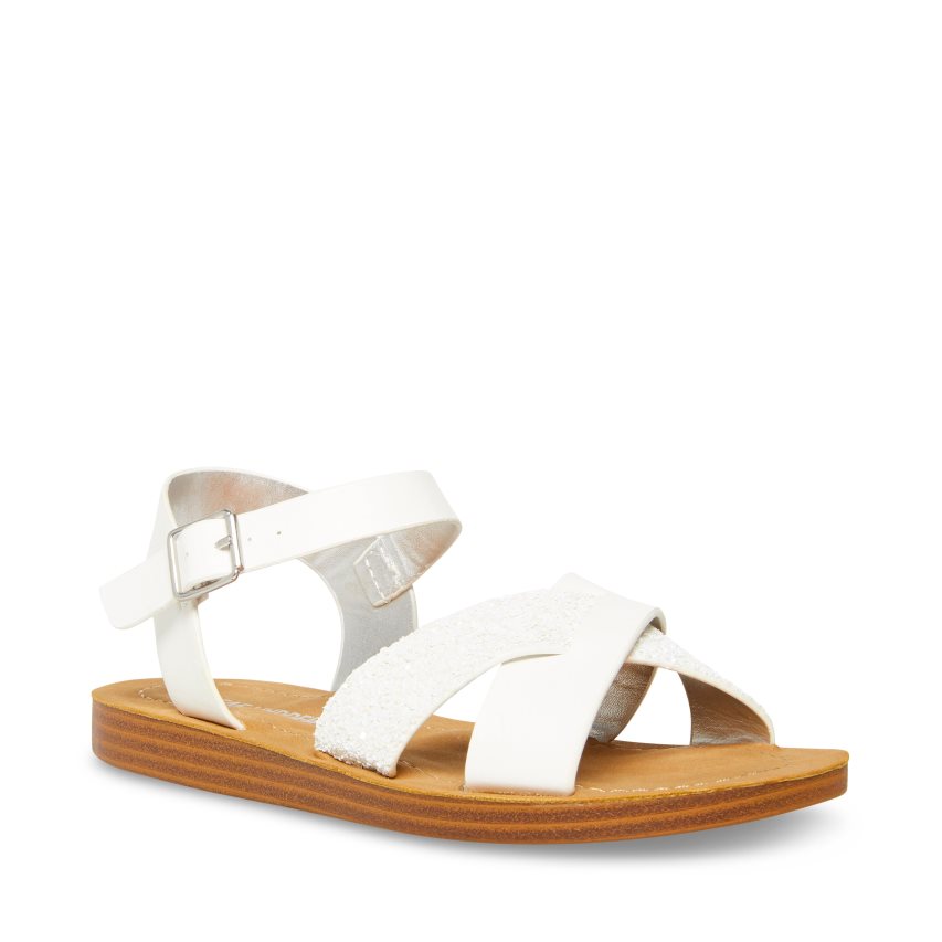 Sandalias Planas Steve Madden Jleague Niños Blancas | ES JS01SE